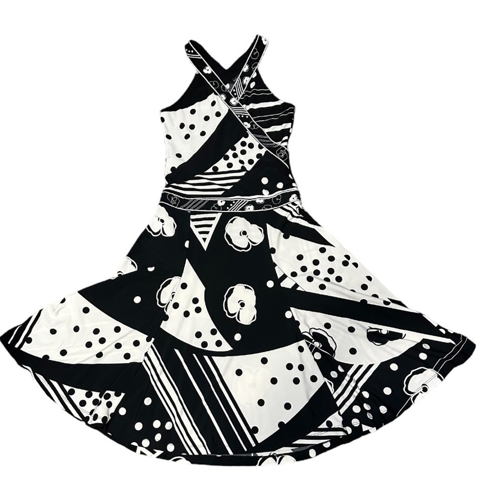 BCBGMaxAzria Black and White A-line Halter Dress Size XS